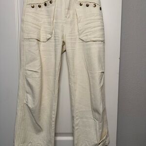 Cider Cream Trousers wide leg with buttons and pockets